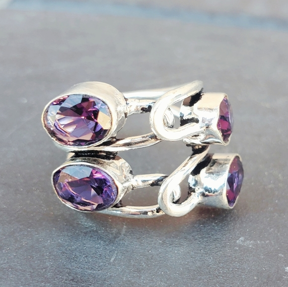 New Twisted Amethyst 925 Silver Ring. - Picture 10 of 15